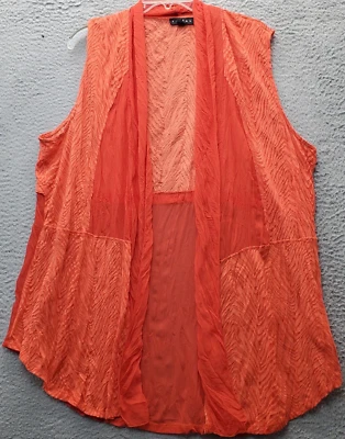 Tribal Tank Top Womens XXL Orange Chevron Sheer Polyester Sleeveless Open Front Foto 1 de 4