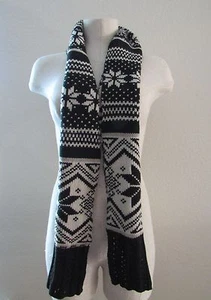 OSFM 100% Acryl Strickschal schwarz beige-creme cooles geometrisches Design Urlaub - Bild 1 von 6