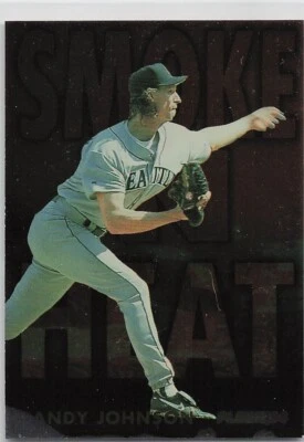 RANDY JOHNSON 1994 Fleer SMOKE N HEAT Baseball RARE $$ INSERT Seattle Mariners! - Image 1 of 2