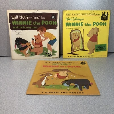 Lote de 3 discos da Disneylândia Winnie the Pooh música de exercício mente sobre matéria 45 - Imagem 1 de 4