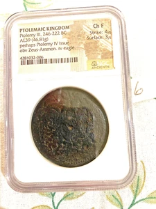plolemaic kingdom PTOLEMY III NGC AE39 46.81 G CHOICE FINE 4/5 3/5 RV. EAGLE - Picture 1 of 3