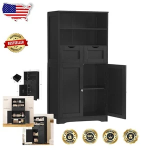 Dustproof Bathroom & Living Room Cabinet with Adjustable Shelves - Safe & Chic - Picture 1 of 11