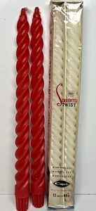 VTG 2  Sets of 12" Sorrento Twist Dinner Candle Sticks ~ Japan - Red White - Picture 1 of 13