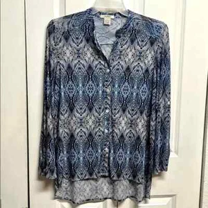 Top Love Potion Multicolor Estampado Paisley Manga Larga Alto Bajo Talla L - Imagen 1 de 6