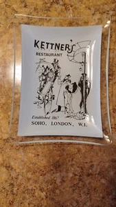 Vintage Advertising glass ashtray Kettner's restaurant Soho & London W.I. 1867 - Picture 1 of 3
