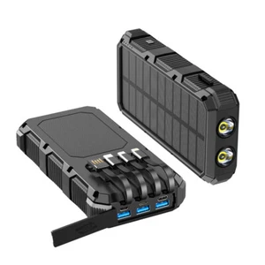 36800mAh Solar Panel Power Bank Portable Wireless Fast Charger USB For Cellphone - Picture 1 of 16