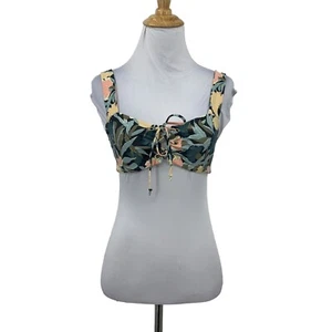O'Neill Criss Cross Straps Bikini Top Womens S Small Waterfall Floral Front Tie - Picture 1 of 13