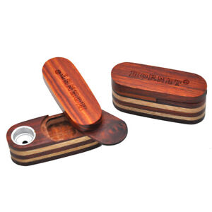 Tuyau à fumer en bois tuyau en bois portable avec boîte de rangement pour tabac tuyau à main tordu