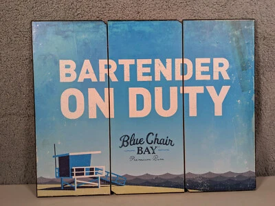 Bartender on Duty Blue Chair Bay Premium Rum Wooden Bar Sign - Image 1 of 4