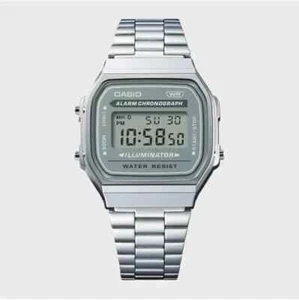 Casio A168WA-3AY Edelstahl Quarz Digitaluhr | 30M Water Resistant | Un - Bild 1 von 1