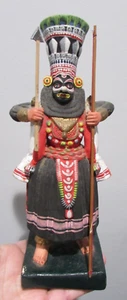 Vintage Mask Wall Decor Sculpture Kathakali Statue Wooden Hand Painted - Picture 1 of 9