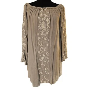TOBI Gray 100% Rayon Embroidered, Loose Fit & Flowy Mini Dress Size Small Petite - Picture 1 of 6