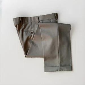 Brooks Brothers Madison Dress Pants Men's W33 L32 Beige Khaki Wool Pleated Cuffs - Picture 1 of 6