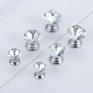 Mini Knob Fashion Clear Crystal Jewelry Gift Box Drawer Cabinet Pull Handle 5Pcs - Picture 1 of 14