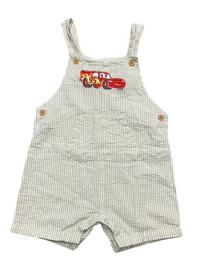 Disney Baby Overalls Boys 24 Months 24M Lightning McQueen Pixar Cars Seersucker - Image 1 of 4