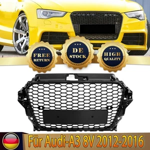Parrilla de capó de malla de parachoques delantero negro brillante para Audi A3 S3 2013-2016 8V - Imagen 1 de 16