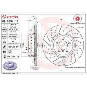 Brembo Prime Line Composite zweiteilige Bremsscheibe - gebohrt & geschlitzt 09.C394.13 - Bild 1 von 2