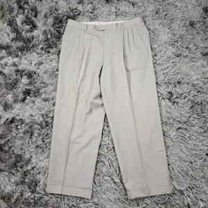 Zanella Pants Mens 36x27 Gray Pleated Virgin Wool Cuffed Dress Trousers Classic - Picture 1 of 21