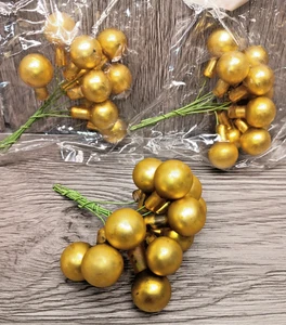 Just for Keeps Collection Miniature Glass Balls on Wire Muted Gold 36 Balls - Picture 1 of 7