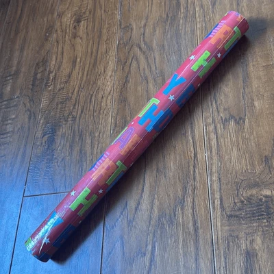 Shindel Happy Birthday Wrapping Paper 17" x 32.8’ Red Blue Gift Roll - Image 1 of 4