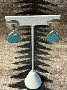 Jay King Vintage Sterling Silver & Turquoise Dangle Earrings - Picture 1 of 13