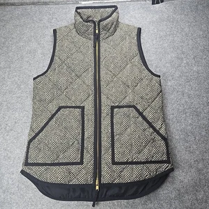J.Crew Weste Damen XS schwarz grau Fischgrät gesteppt Puffer durchgehender Reißverschluss - Bild 1 von 7