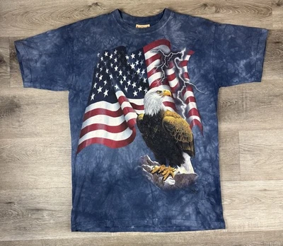 Vintage Delta Tag 2001 The Mountain USA Flag Eagle Blue T-Shirt Men’s Size Large - Image 1 of 4