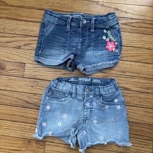 Cat & Jack Girls Jean Denim Shorts Size 5 AND Sonoma Shorts BOTH Embroidered - Picture 1 of 5