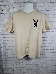 Mens Playboy Short Sleeve T- Shirt Size XL Tan/Black - Picture 1 of 6