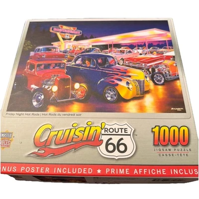 Puzzle Cruisin’ Route 66 Hot Rods 1000 piezas carteles vintage escena póster extra - nuevo Foto 1 de 2