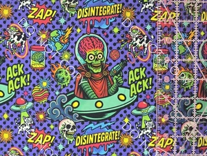Custom 100% Cotton Woven Fabric Mars Attacks Movie By the 1/4 Yard 9x56  - Picture 1 of 2