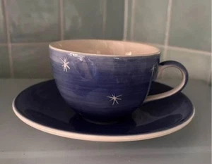 Whittard of Chelsea Tea Clipper Cup and Saucer Blue with Stars Hand Painted - Picture 1 of 4