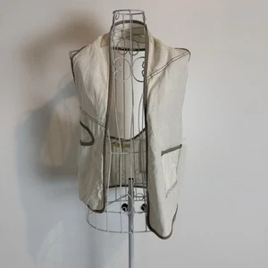 Cynthia Ashby linen asymmetrical pockets linen halter vest cream SZ XS-S-M-L - Picture 1 of 7