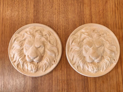 Wood Carved Lion Head Gothic Appliques Rustic furniture Ornament decoration Cover