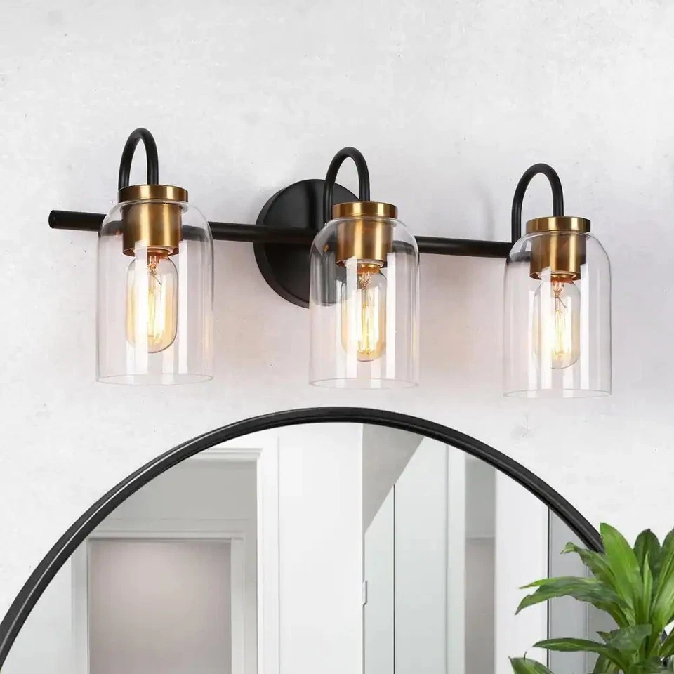 Zevni Z-S7NNEJJN-4461 21 in. 3-Light Black Vanity Light Modern Vintage DIY Brass
