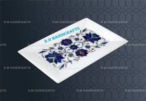 Marble Serving Tray Lapis Lazuli Inlaid Kitchen serving tray kitchen décor - Picture 1 of 5