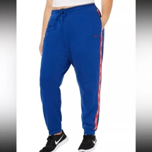 Nike Women's Plus Size Logo Side Stripe Joggers Sweatpants 1X Blue Pockets NWT - Picture 1 of 12