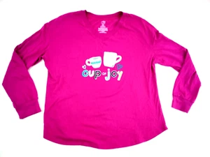 Secret Treasures Damen Rosa Tasse Freude Kaffee Grafik Pyjama Oberteil L/G (12-14) - Bild 1 von 13