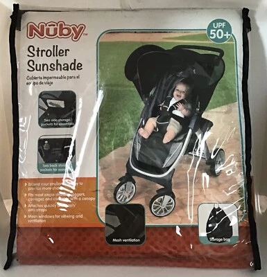 Sombrilla transpirable para cochecito UPF 50+ bolsa de almacenamiento, negra nueva Foto 1 de 4