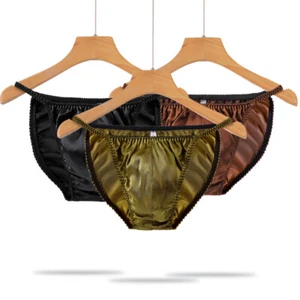 New Mens Underwear Sexy Silk Knickers Lingerie Underpants Low Waist Panties AU - Picture 1 of 13