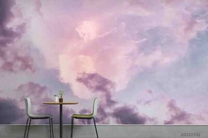 3D Sky Pink Cloud Self-adhesive Removeable Wallpaper Wall Mural - Picture 1 of 9