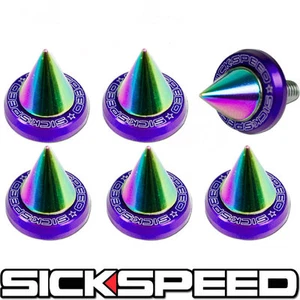 6 PC PURPLE WINDSCREEN FENDER WASHER BOLT KIT W NEO CHROME SPIKES MOTORCYCLE M6 - Picture 1 of 1