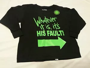 Boys Tee Shirt Size M 8 Black Whatever it is it's His Fault Print - Picture 1 of 1