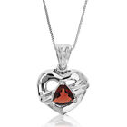 0.60 ct Garnet Heart Pendant Necklace in .925 Sterling Silver January 3/4 Inch