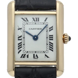 CARTIER Tank Louis SM Watch K18 YG / leather WomenWatch white USED - Picture 1 of 6