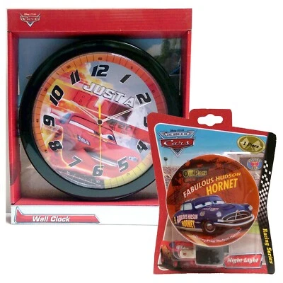Reloj de Pared Disney Cars Lightning McQueen 10" Decoración Habitación Infantil + Luz Nocturna Extra Foto 1 de 4