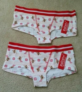 2 Ropa Interior Hipster Rudolph el Reno Nariz Roja Talla L NUEVA - Imagen 1 de 3