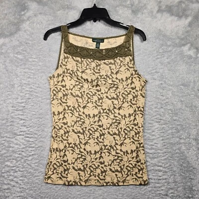 Camisa sin mangas LRL Ralph Lauren para mujer mediana verde macramé Foto 1 de 4