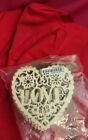 Wood Heart Ornament With Love And Laser Cut Design, Natural Lot Of 10