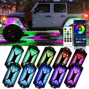 10 Pods Underbody Wheel RGB LED Rock Lights For Jeep Off-Road Truck UTV ATV - Bild 1 von 16